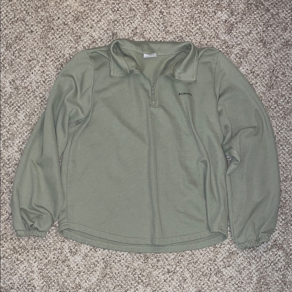 Columbia Sage Green Quarter-Zip Long Sleeve